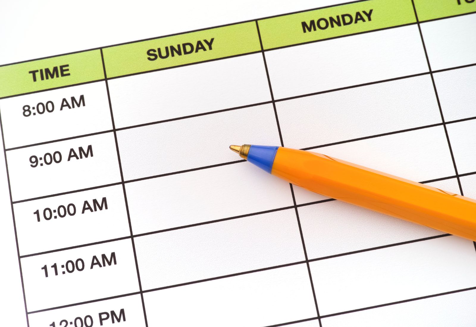 Página de horarios
